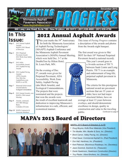 December 2012 - Minnesota Asphalt Pavement Association's