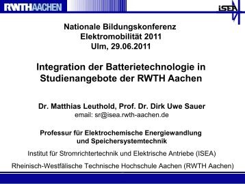 Matthias Leuthold: "Integration der Batterietechnologie in ...