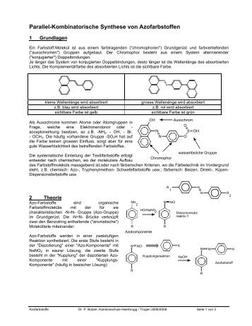 Parallel-Kombinatorische Synthese von Azofarbstoffen - kst-chemie.ch