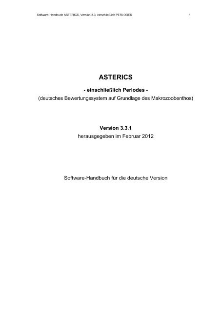 ASTERICS-Software-Handbuch (Version 3.3.1)