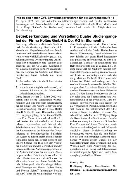 Neues vom CFG - Heft 32 - Frühjahr 2012 (PDF