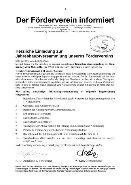 Neues vom CFG - Heft 32 - Frühjahr 2012 (PDF