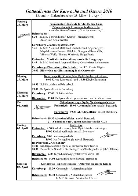 3.28-4.11Gottesdienste der Karwoche und Ostern 2010 - Gemeinde ...