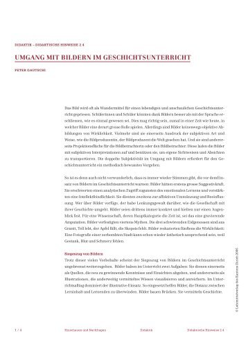 umgang mit bildern im geschichtsunterricht - Lehrmittelverlag Zuerich