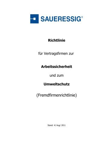 Richtlinien zur Arbeitssicherheit und zum Umweltschutz