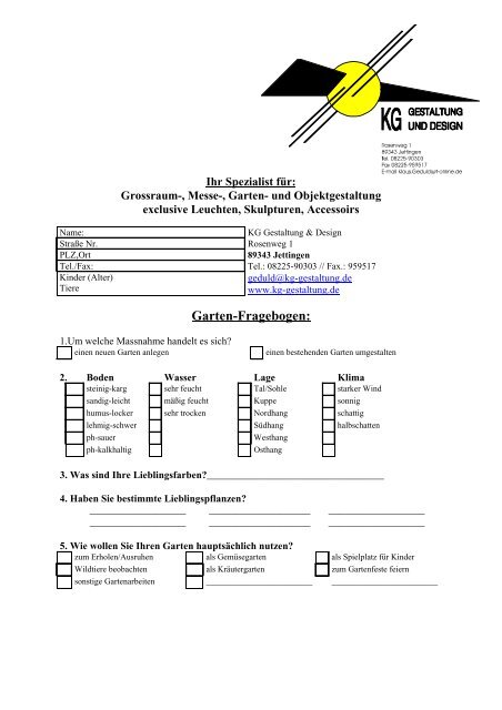 Garten Fragebogen Kg Gestaltung Und Design