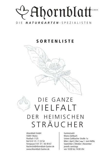 Sortenliste 2012 - Ahornblatt GmbH