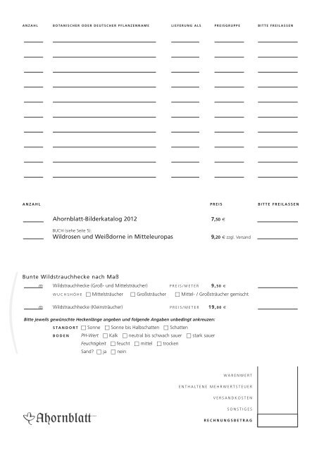 Sortenliste 2012 - Ahornblatt GmbH