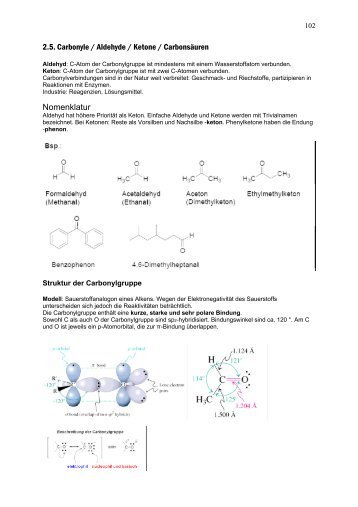 2.5. Carbonyle / Aldehyde / Ketone / Carbonsäuren Nomenklatur