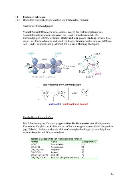 10 Carbonylreaktionen 10.1 Besondere chemische Eigenschaften ...