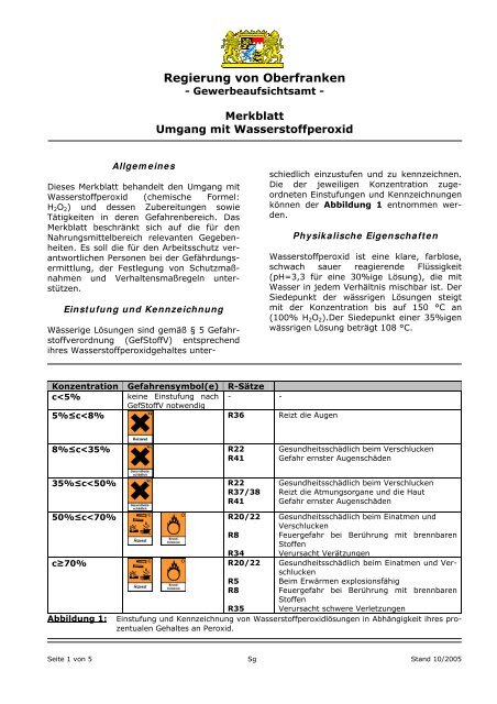 Merkblatt Zum Umgang Mit Wasserstoffperoxid Regierung Von