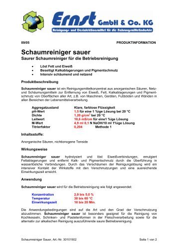 Schaumreiniger sauer - Ernst GmbH & Co. KG