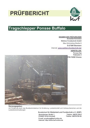 PRÜFBERICHT Tragschlepper Ponsse Buffalo