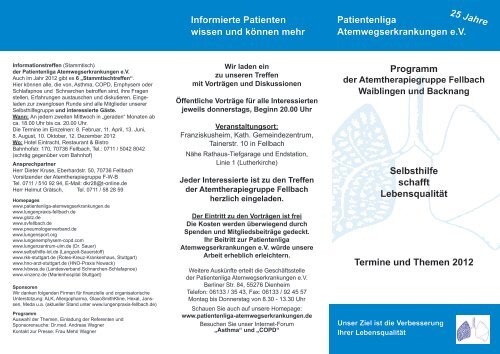 Programm Fellbach - Patientenliga Atemwegserkrankungen e.V.