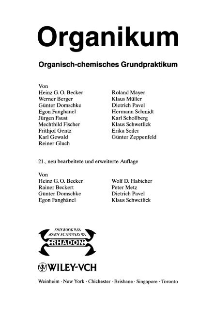 Organikum Organisch-chemisches Grundpraktikum