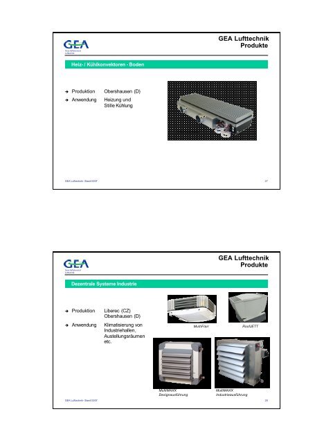 GEA Lufttechnik Die GEA-Gruppe