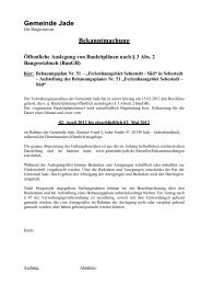 Bekanntmachung Öffentliche Auslegung von ... - Gemeinde Jade