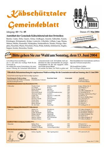 Bitte gehen Sie zur Wahl am Sonntag, dem 13. Juni 2004