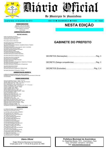 NESTA EDIÇÃO - Prefeitura de Ananindeua