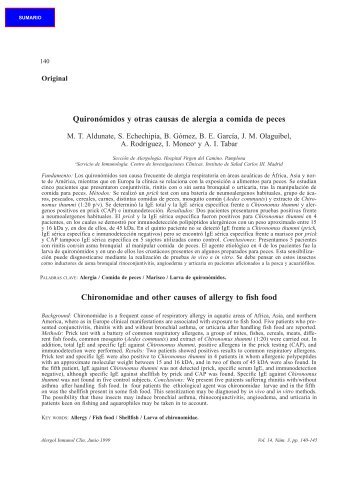 Quironómidos y otras causas de alergia a comida de peces ...