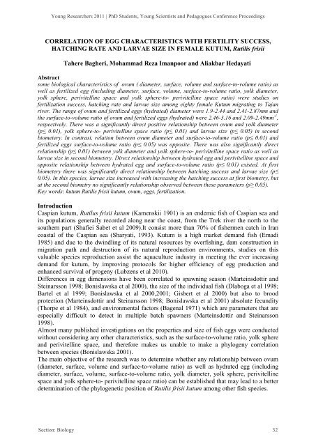 Corelation between some biological characteristics and fertility ...