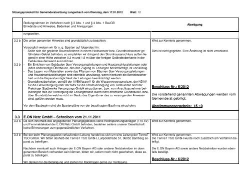 Gemeinderatssitzung vom 17.01.2012 - Langenbach