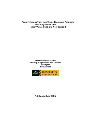 Import risk analysis: Non-Viable Biological Products - Biosecurity ...