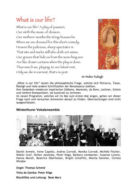 Flyer - Winterthurer Vokalensemble