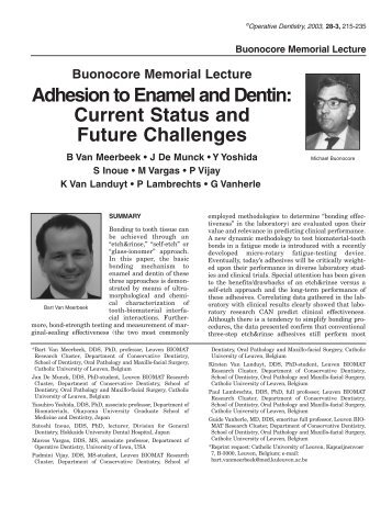Adhesion to Enamel and Dentin: Current Status and Future ...