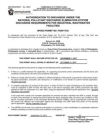 authorization to discharge under the national pollutant discharge ...