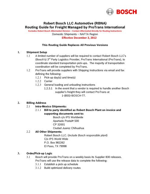Effective As Of December 3 2012 Automotive Nafta Bosch
