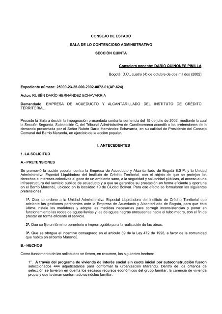 CONSEJO DE ESTADO SALA DE LO ... - Territorio y Suelo