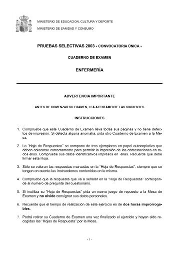 PRUEBAS SELECTIVAS 2003 - CONVOCATORIA ÚNICA ...