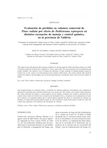 Evaluación de pérdidas en volumen comercial de Pinus radiata por ...