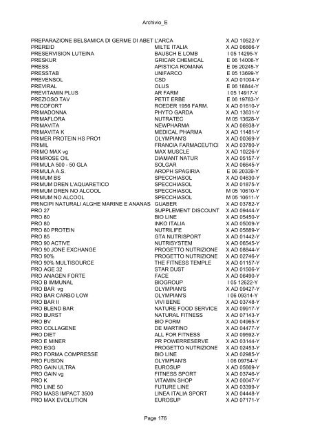 parte a : elenco in ordine alfabetico per prodotto - Ministero della ...