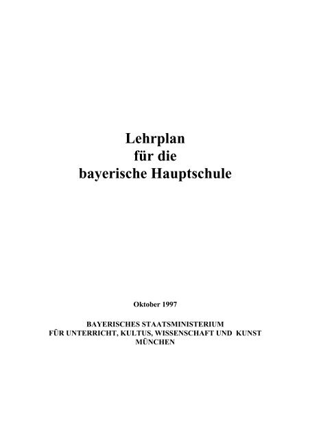 Lehrplan für die bayerische Hauptschule - Didaktik der Informatik