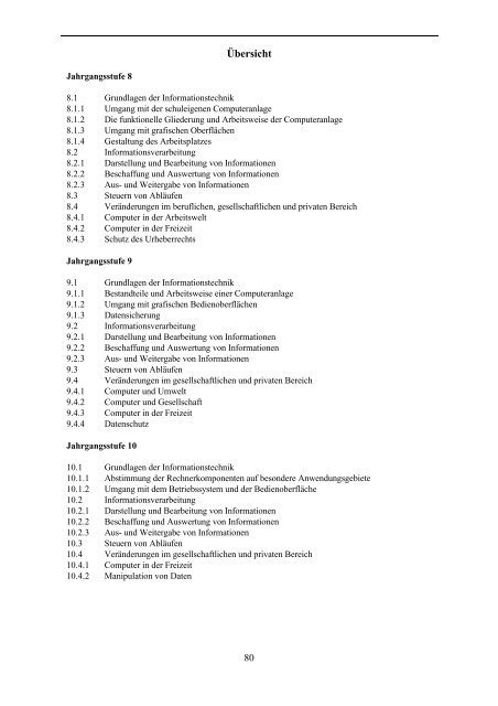 Lehrplan für die bayerische Hauptschule - Didaktik der Informatik