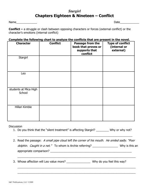 Maniac Magee Conflict Chart