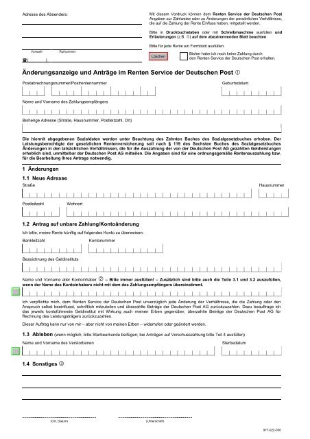 Anderungsanzeige Im Renten Service Uttenweiler