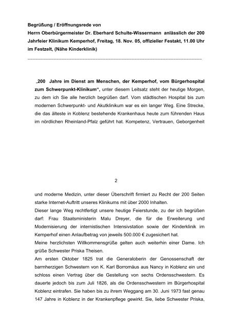 Dr. E. Schulte - Wissermann - Gemeinschaftsklinikum Koblenz-Mayen