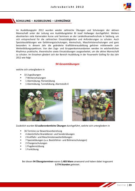 Download Jahresbericht 2012 - Freiwillige Feuerwehr Golling