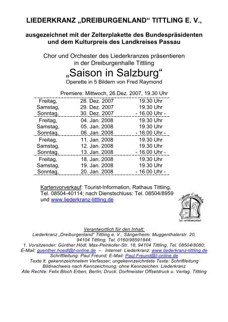 Saison In Salzburg Liederkranz Dreiburgenland