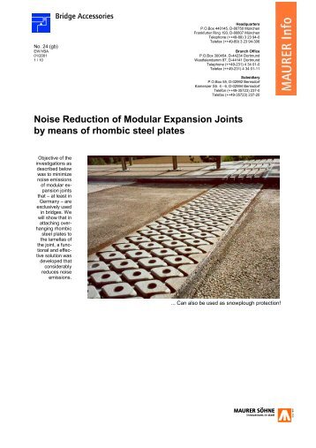 Noise Reduction of Modular Expansion Joints by means of rhombic ...