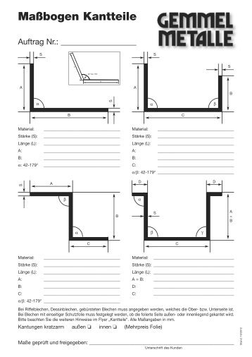 Maßbogen Kantteile - Gemmel Metalle