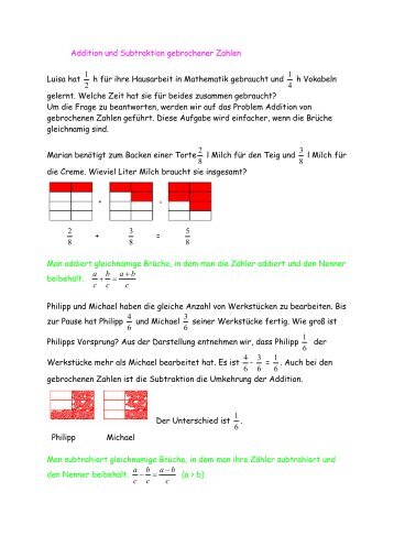 Addition und Subtraktion gebrochener Zahlen