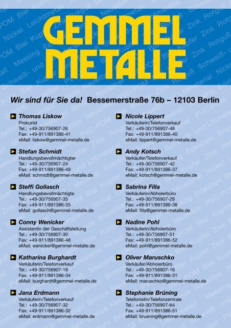 Halbzeuge und Zuschnitte aus Berlin-Tempelhof - Gemmel Metalle