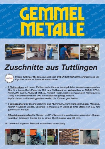 Zuschnitte aus Tuttlingen - Gemmel Metalle