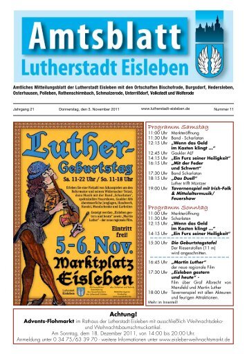 Programm Samstag Programm Sonntag - Lutherstadt Eisleben