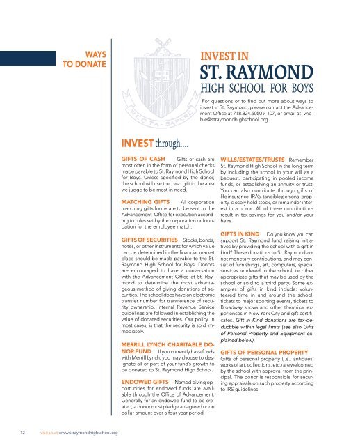Raven 2009 Fall.pdf - St. Raymond High School for Boys