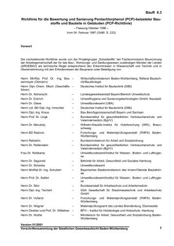 Richtlinie für die Bewertung und Sanierung Pentachlorphenol \(PCP ...